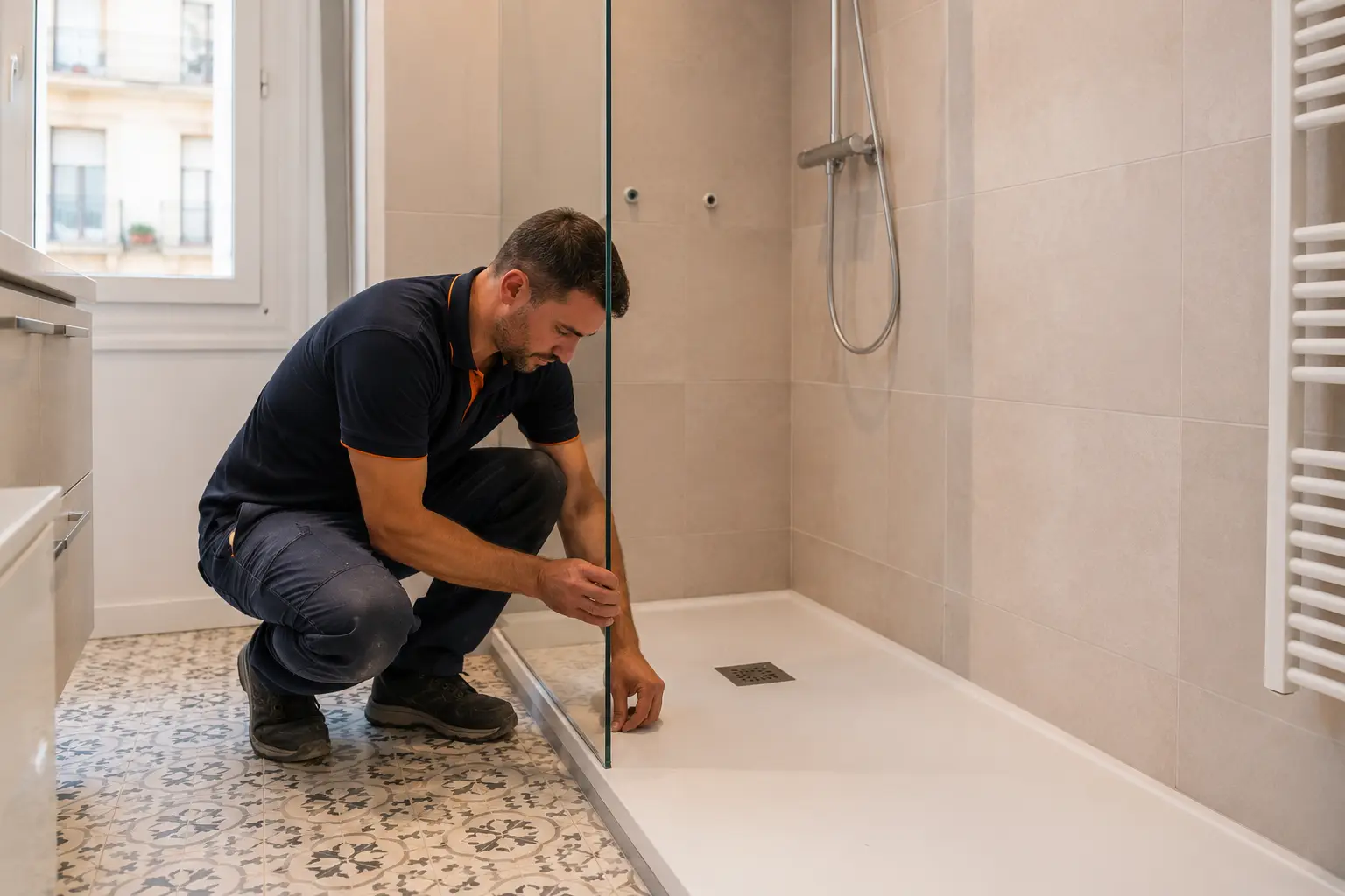 Baño reformado con plato de ducha tras cambiar la bañera en Barcelona